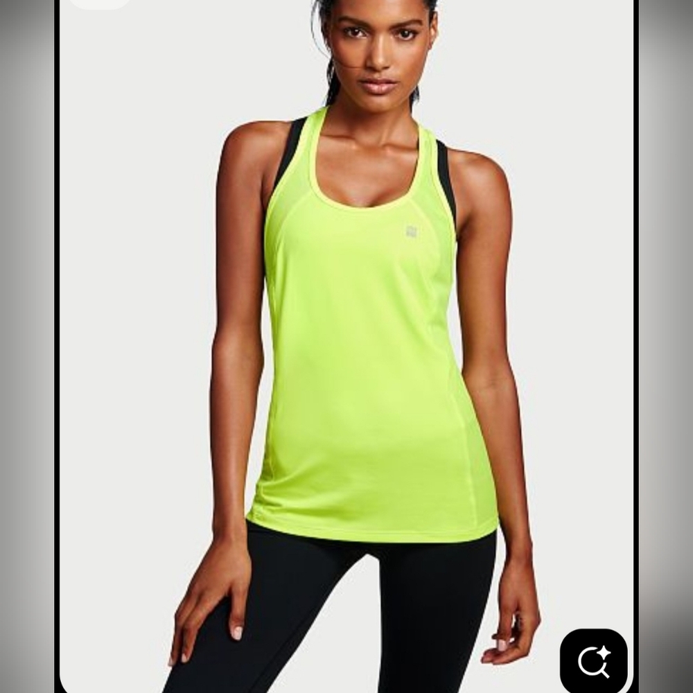 VICTORIA SPORT VSX Racerback Athletic Tank Top Neon Yellow ** Medium ** EUC !!!